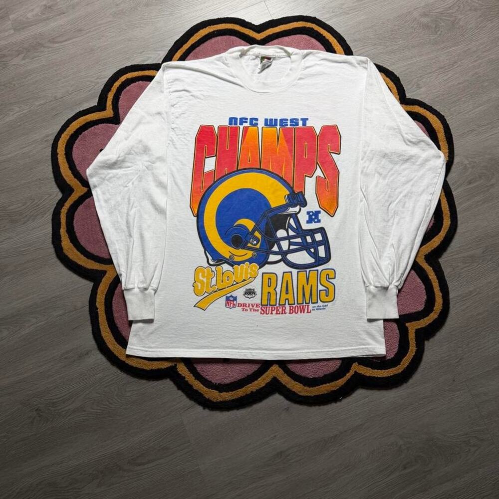 Vintage 90’s St Louis Rams NFC West Champs Graphic L/S T-shirt Size XL White